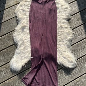 Nasty Gal Purple Ribbed Knit Long Length Skirt with Slit NWT